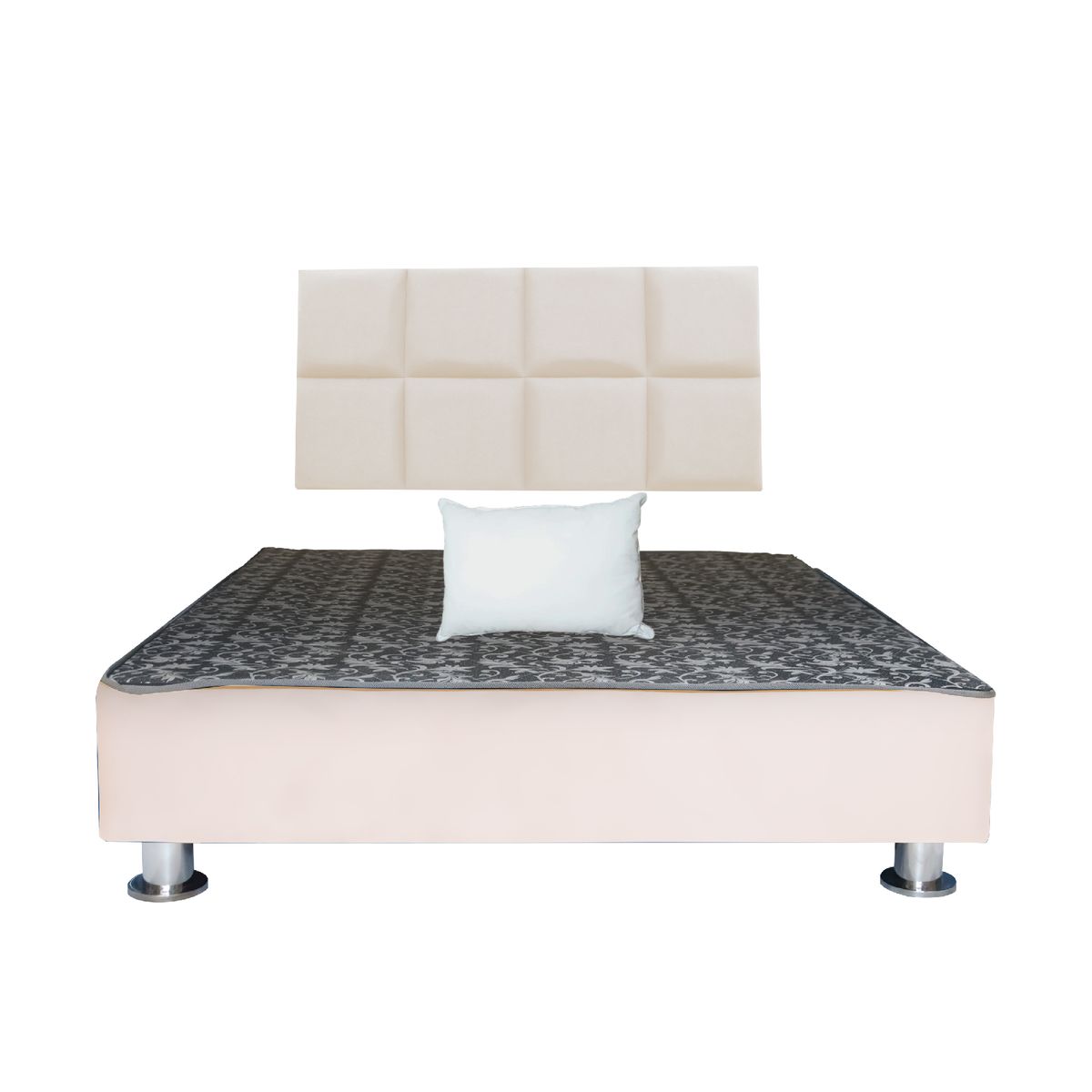 MUEBLES MACRUMO - Cama tapizada Serena + almohada - King 2 tarimas - Color Beige claro