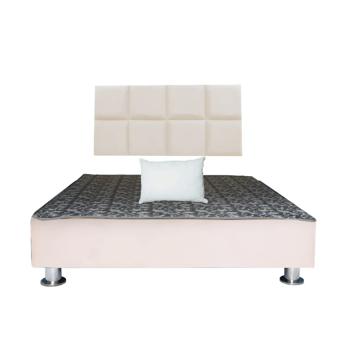 MUEBLES MACRUMO - Cama tapizada Serena + almohada - King 2 tarimas - Color Beige claro
