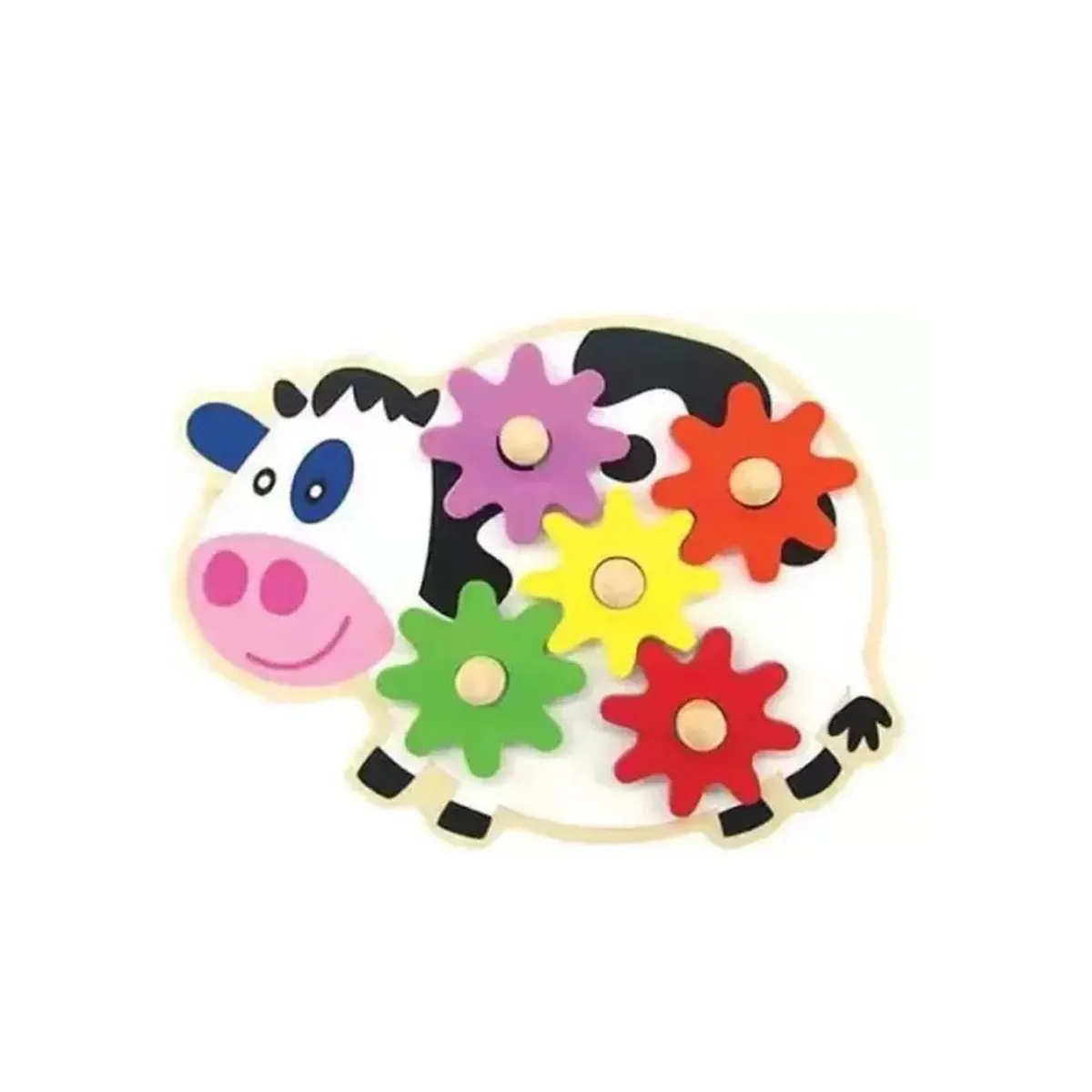 GENERICO - Juego Didáctico Engranaje de Madera Vaquita