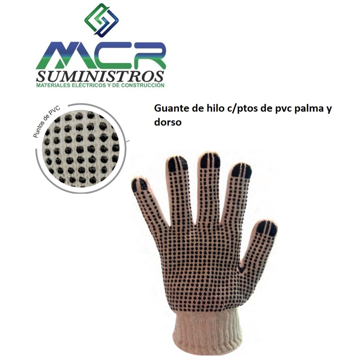 GENERICO - Guante de hilo cptos de pvc palma y dorso precio x docena