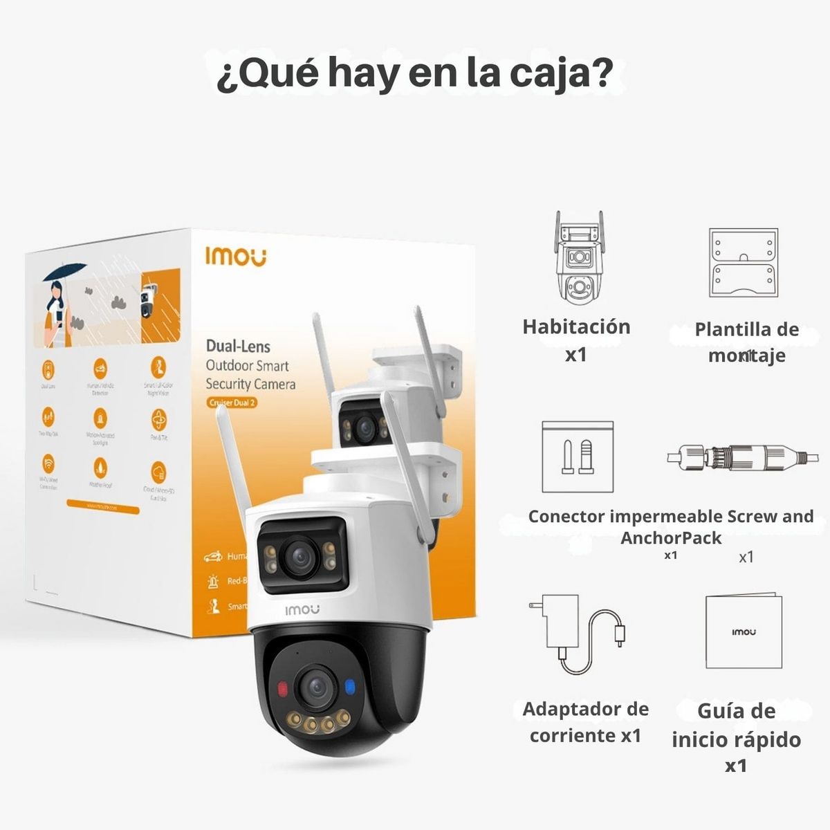 IMOU - Cámara de seguridad exterior IMOU cruiser doble lente 2 de 8mp
