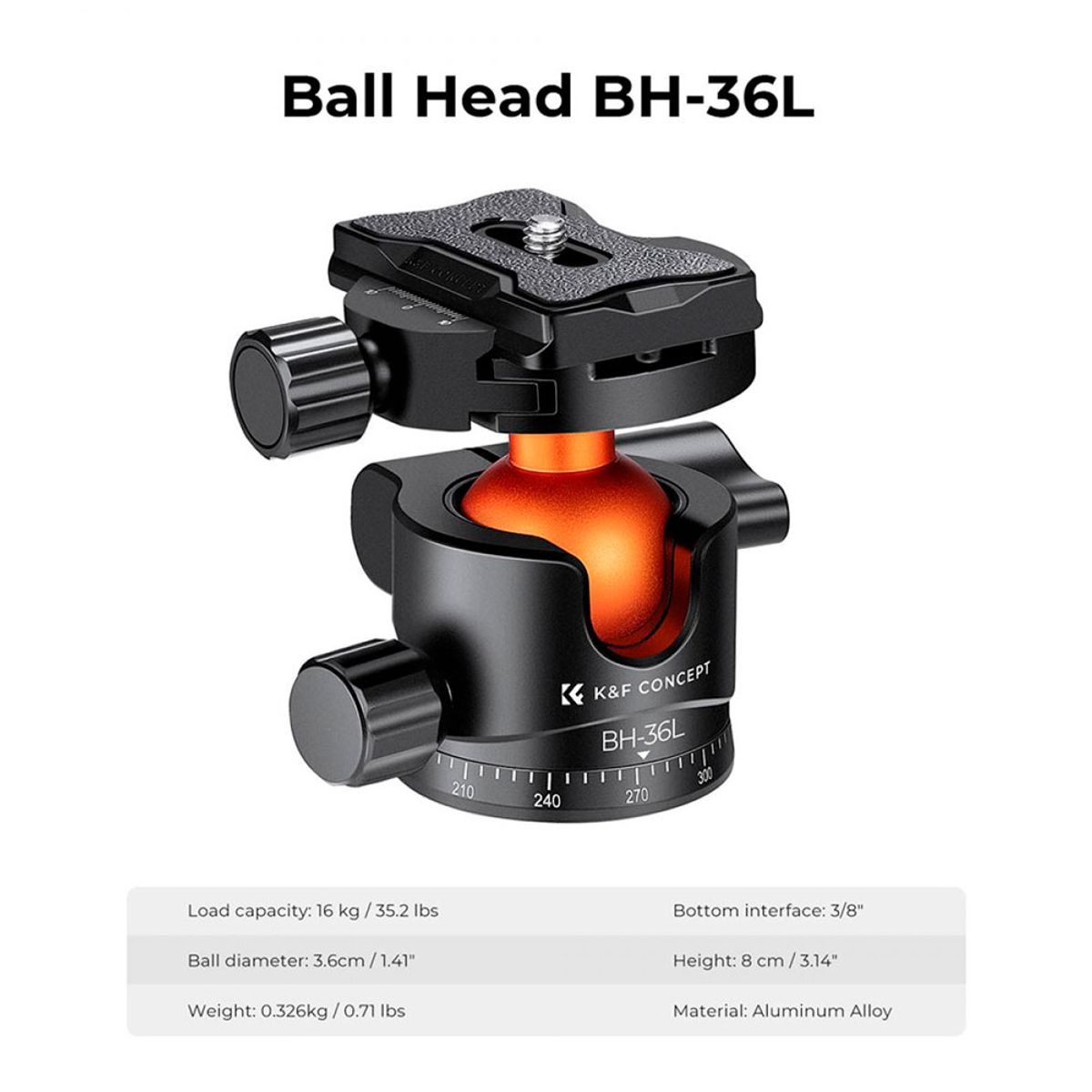 K&F CONCEPT - Cabezal de Tripode K&F Concept  KF31.044v1 - BH-36L