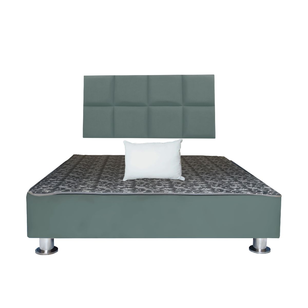 MUEBLES MACRUMO - Cama tapizada Serena + almohada - 1.5 Plz - Color Gris oscuro