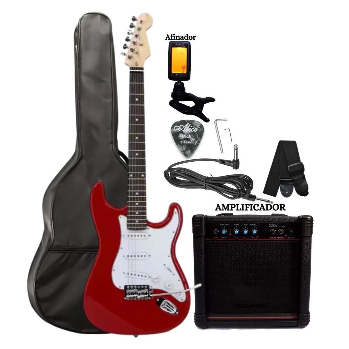 GENERICO - Gran Pack Guitarra Eléctrica Amplificador + Afinador +Correa