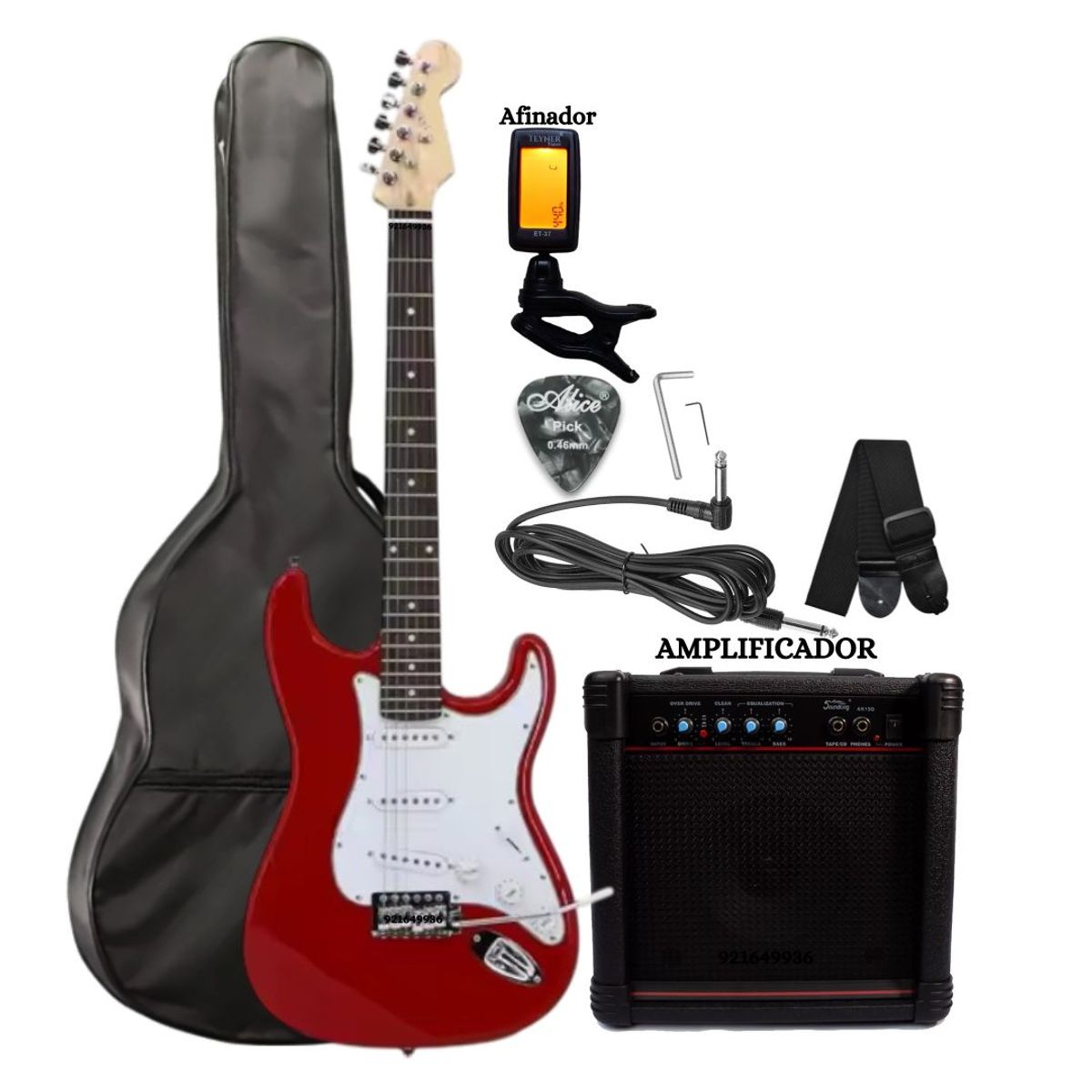 GENERICO - Gran Pack Guitarra Eléctrica Amplificador + Afinador +Correa
