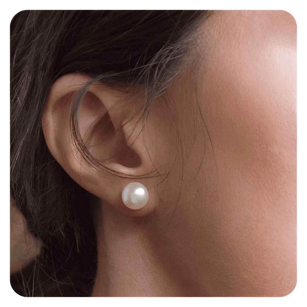 GENERICO - Aretes Perla Del Río Original Plata 950 Joya Regalo Mujer - 9mm