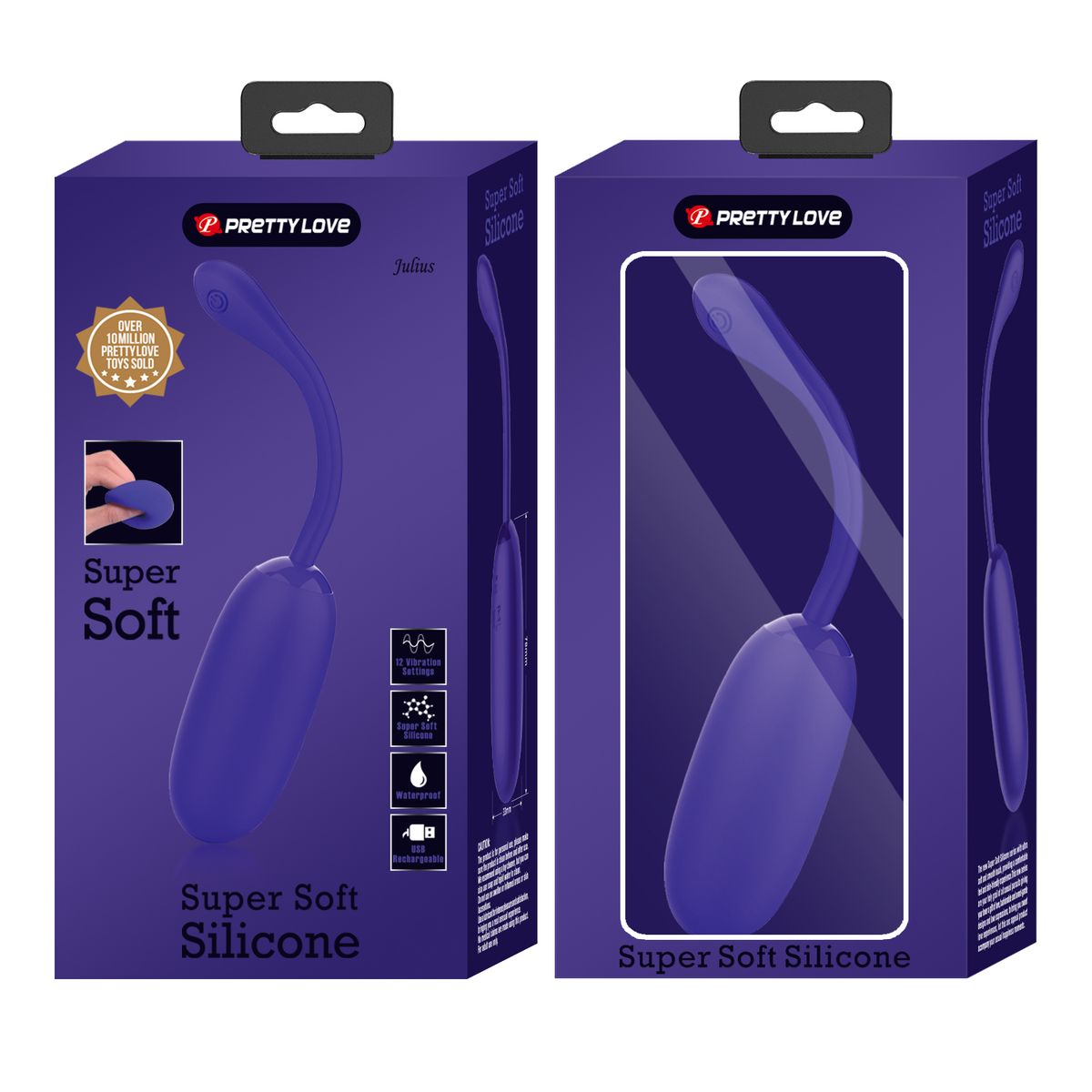 PRETTY LOVE - Huevo Vibrador Silicona Mujer Julius Super Suave Morado Carga USB