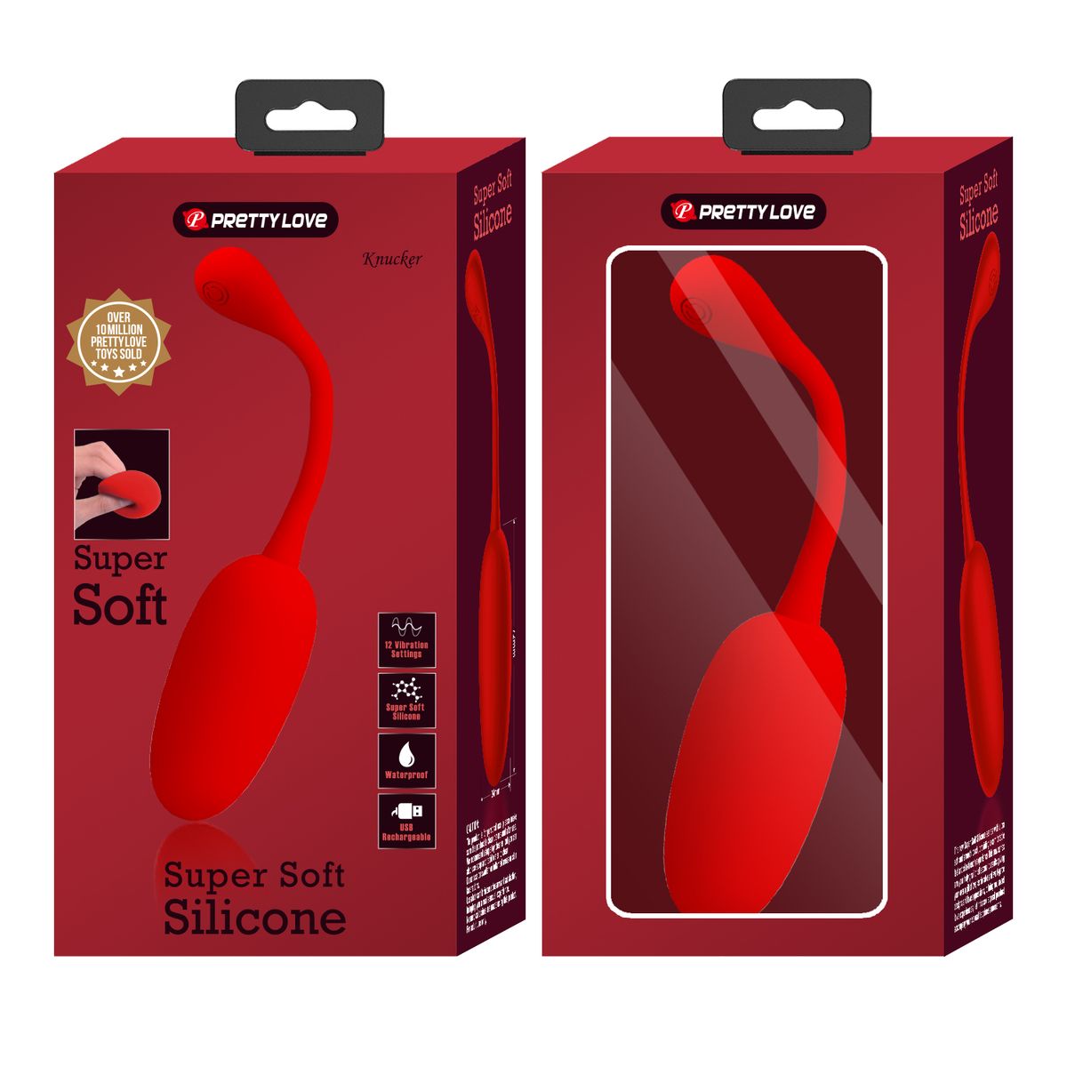 PRETTY LOVE - Huevo Vibrador Silicona Mujer Knucker Super Suave Rojo Carga USB