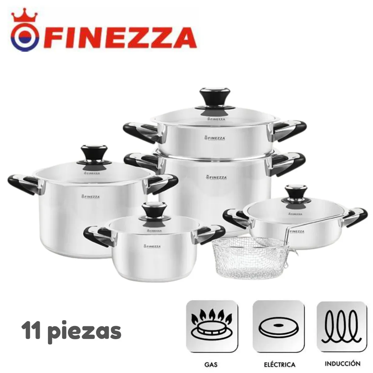 FINEZZA - Juego De Olla Finezza Sabina 11 Piezas Fz-2011lx Acero Inox 18/10