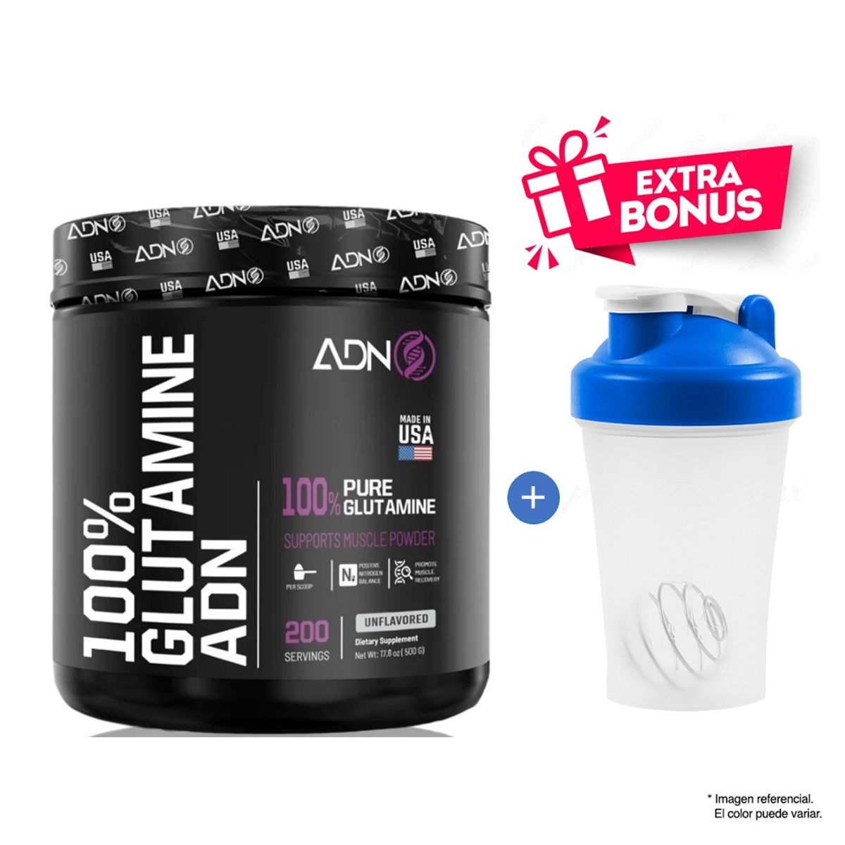 ADN - ADN Nutrition GLUTAMINE 500 GRAMOS - 200 SERVICIOS