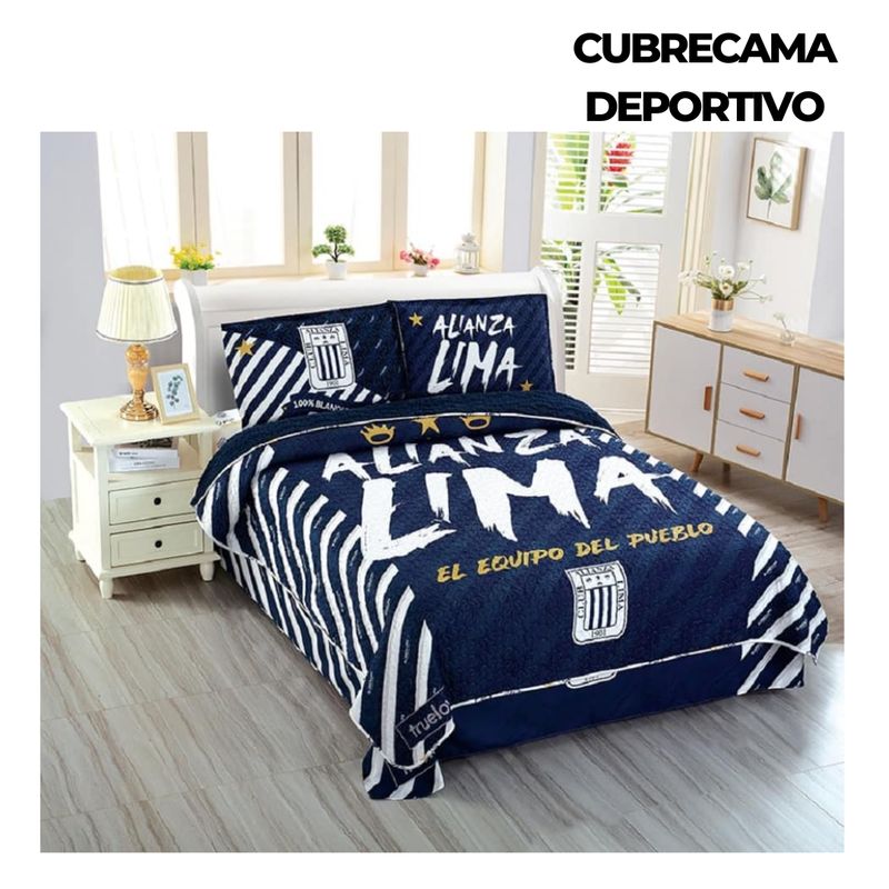 TRUELOVE - CUBRECAMA DEPORTIVO CON CARNERO ALIANZA LIMA