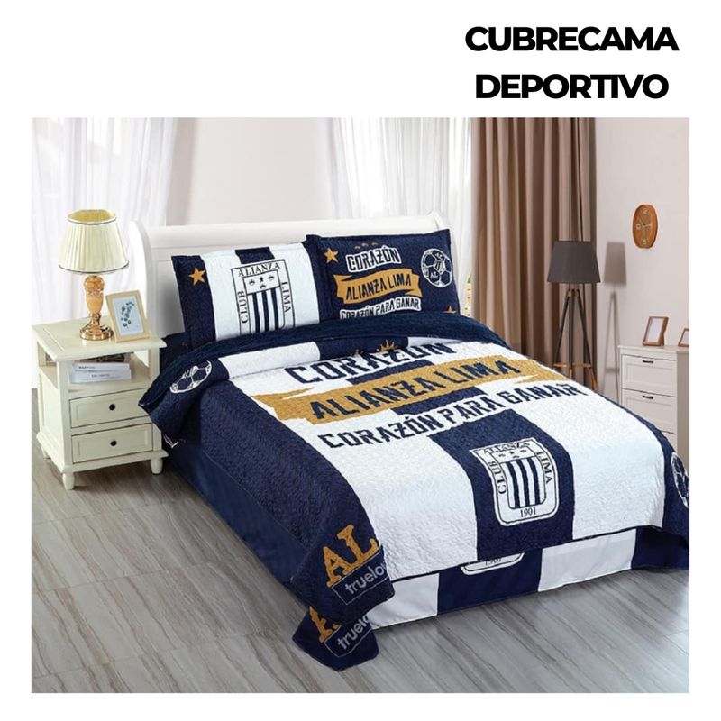 TRUELOVE - CUBRECAMA DEPORTIVO CON CARNERO ALIANZA LIMA