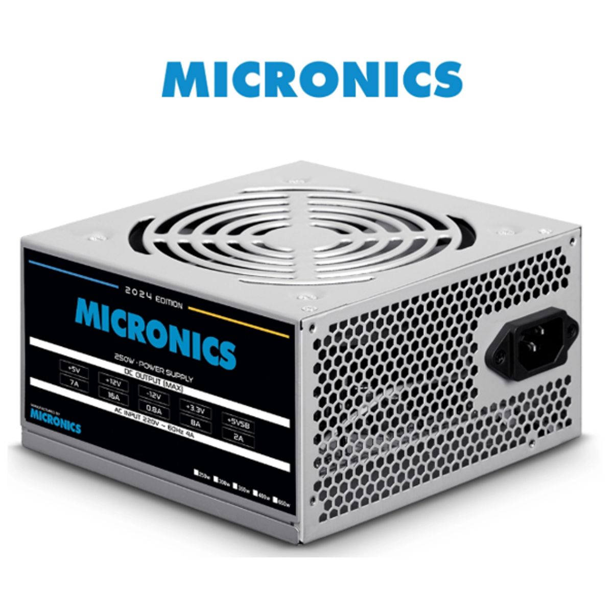 MICRONICS - Fuente De Poder ATX 250+W 250W LONG CABLES en Caja MICRONICS
