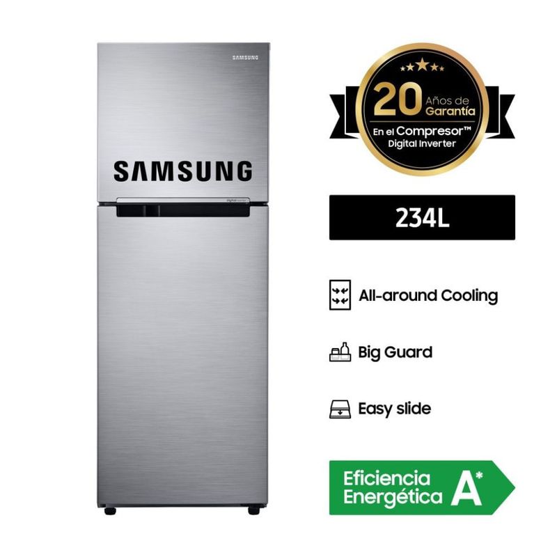 SAMSUNG - REFRIGERADORA SAMSUNG TOP FREEZER NO FROST 234 LT RT22FARADS8