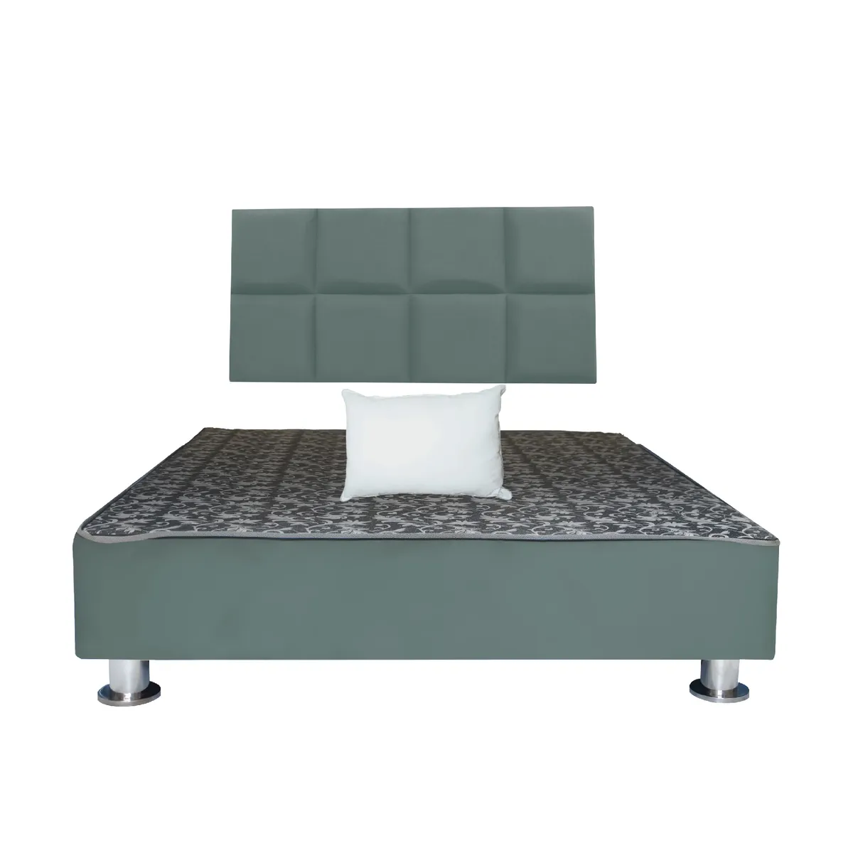 MUEBLES MACRUMO - Cama tapizada Serena + almohada - 2 Plz - Color gris oscuro