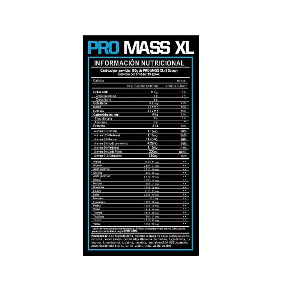 ADN - Proteína ADN Nutrition Pro Mass XL Vainilla Caja 10 Unidades