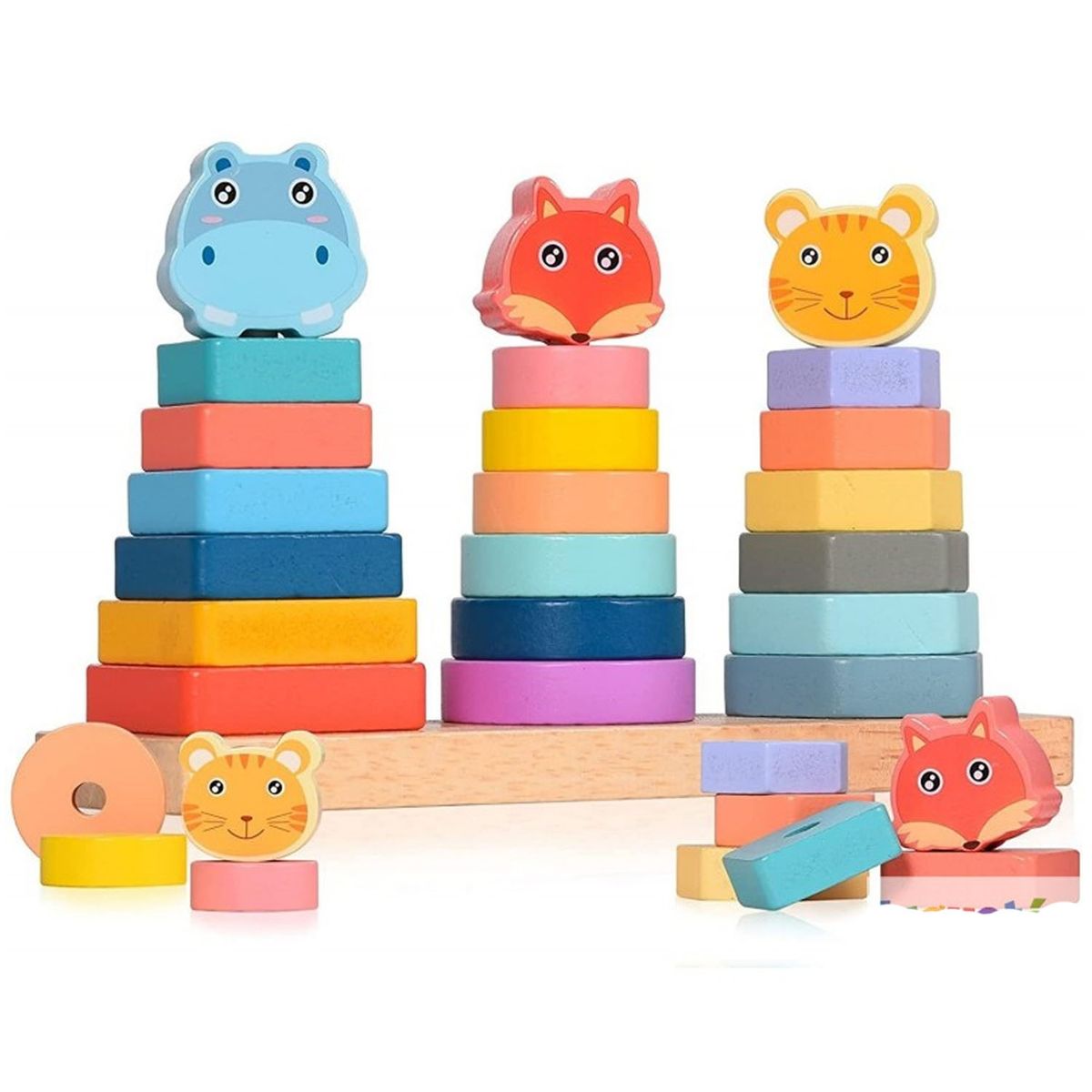 GENERICO - Juego Didáctico de torre Animales Coloridos