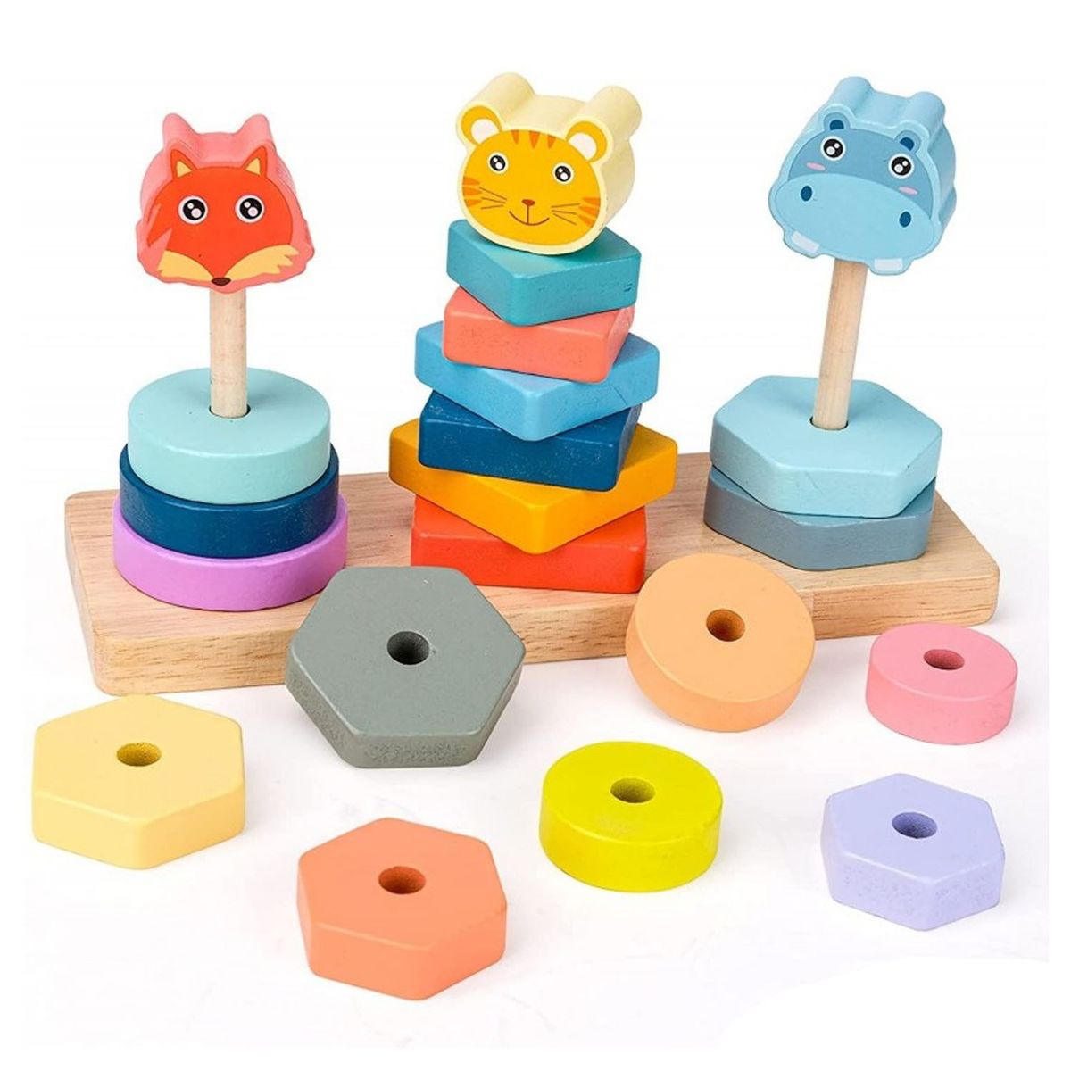 GENERICO - Juego Didáctico de torre Animales Coloridos