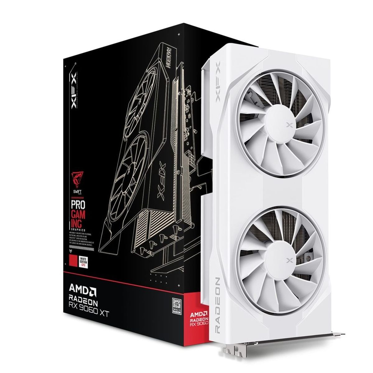 XFX - TARJETA DE VIDEO XFX SWIFT AMD RADEON RX 9060 XT OC WHITE 8GB GDDR6