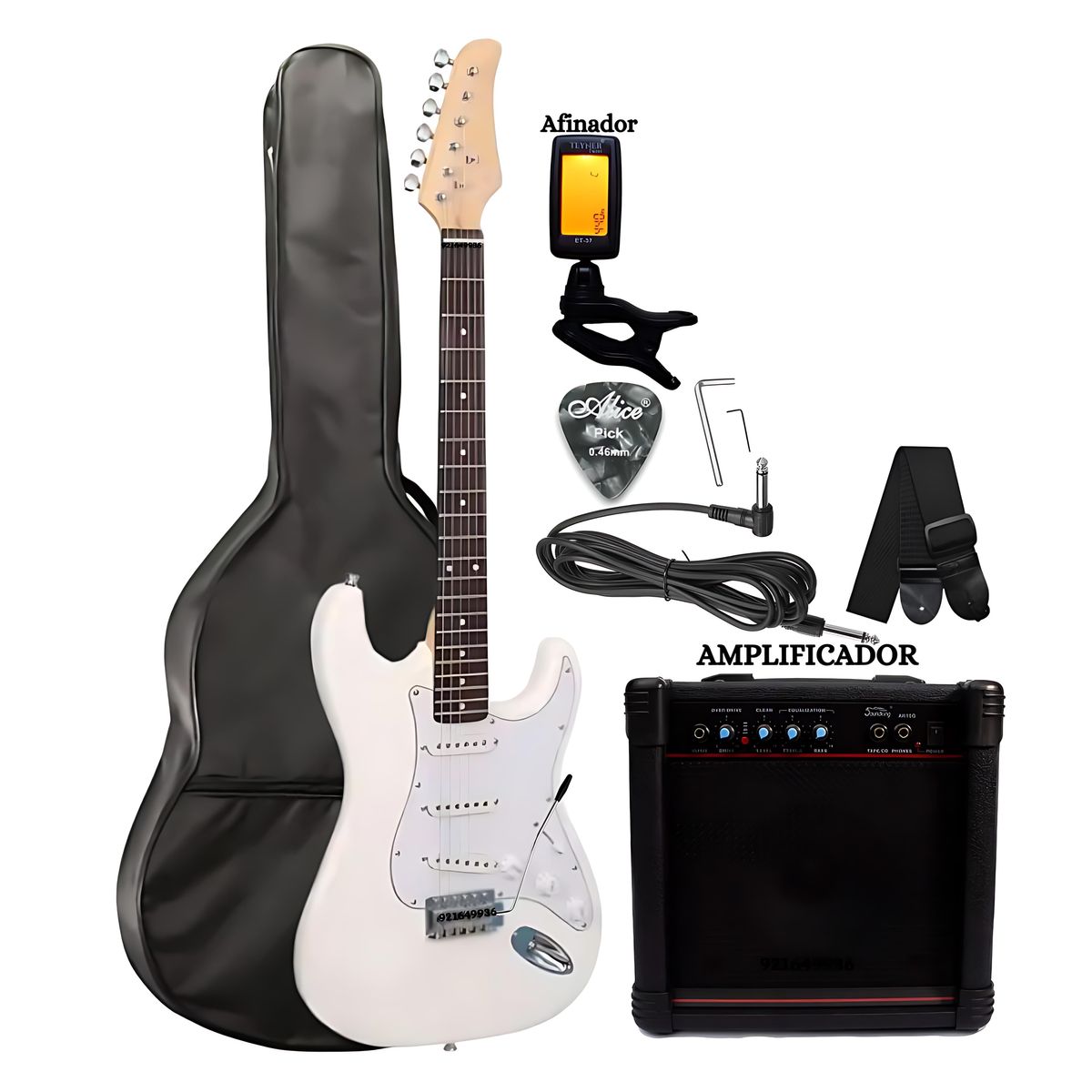 GENERICO - Gran Pack Guitarra Eléctrica Amplificador + Afinador +Correa