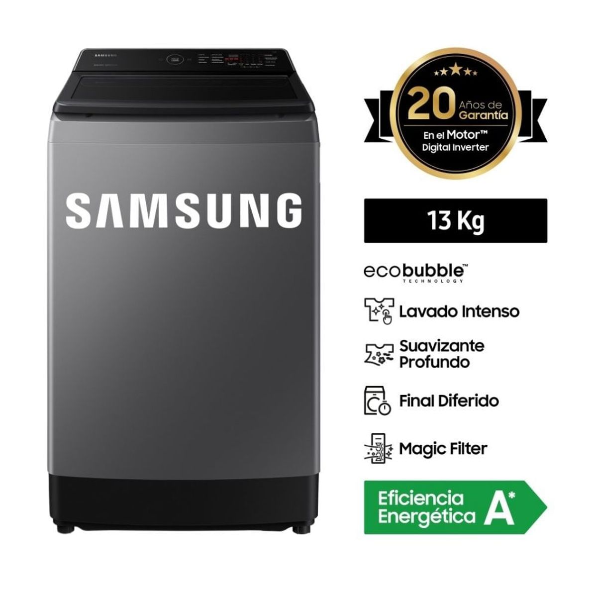 SAMSUNG - Lavadora Samsung Ecobubble 13KG WA13CG5441BDPE