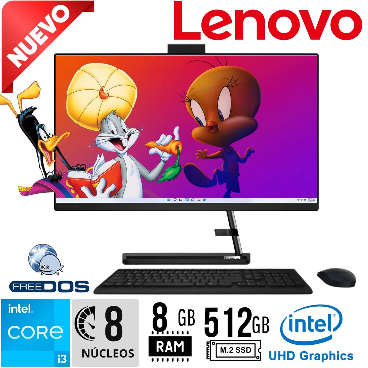 LENOVO - All In One LENOVO 24IAP7 23 8 FHD Core i3 1215U RAM 8GB SSD 512GB FREE DOS