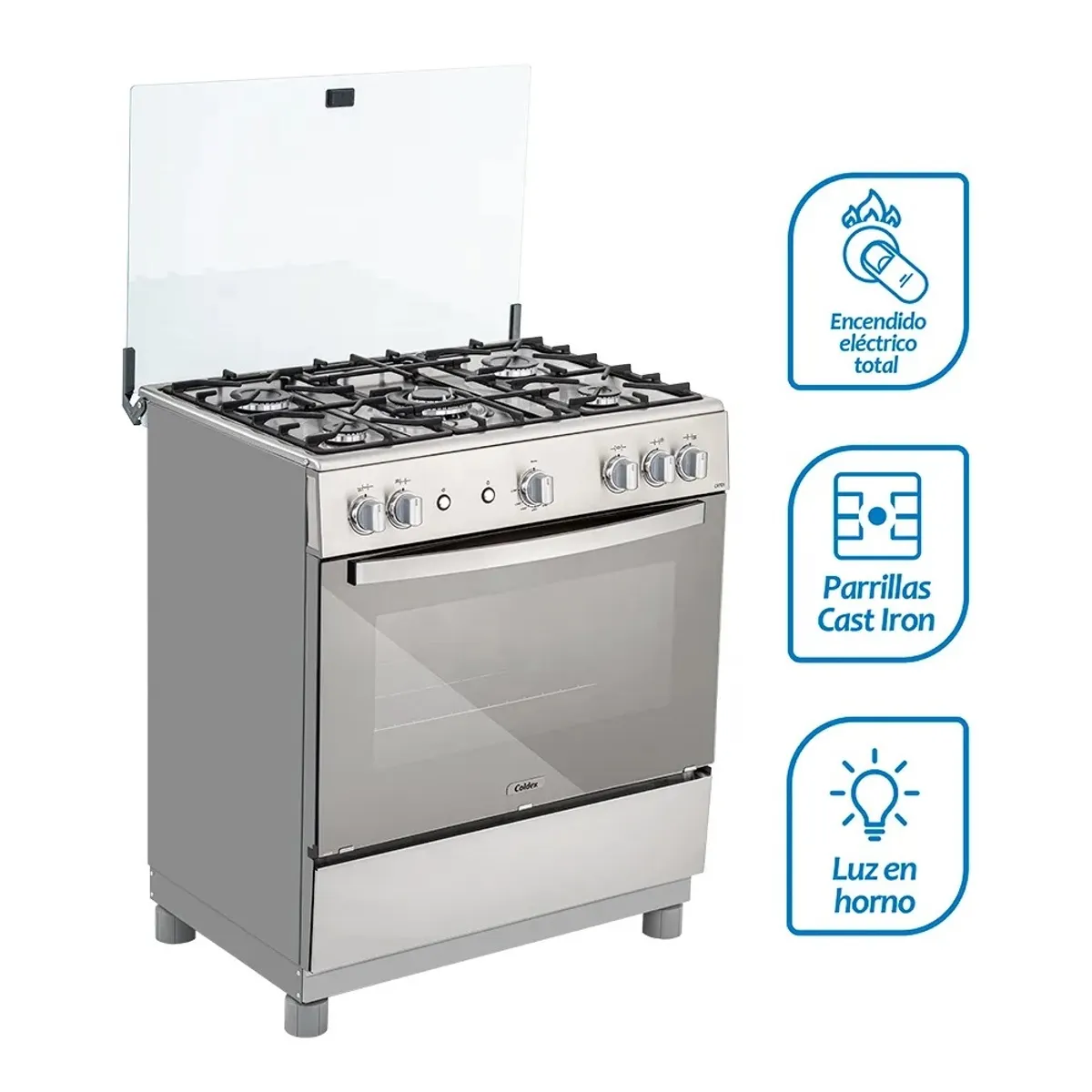COLDEX - Cocina Coldex CX721 PLUS a Gas de Pie 30" 5 Quemadores Inox