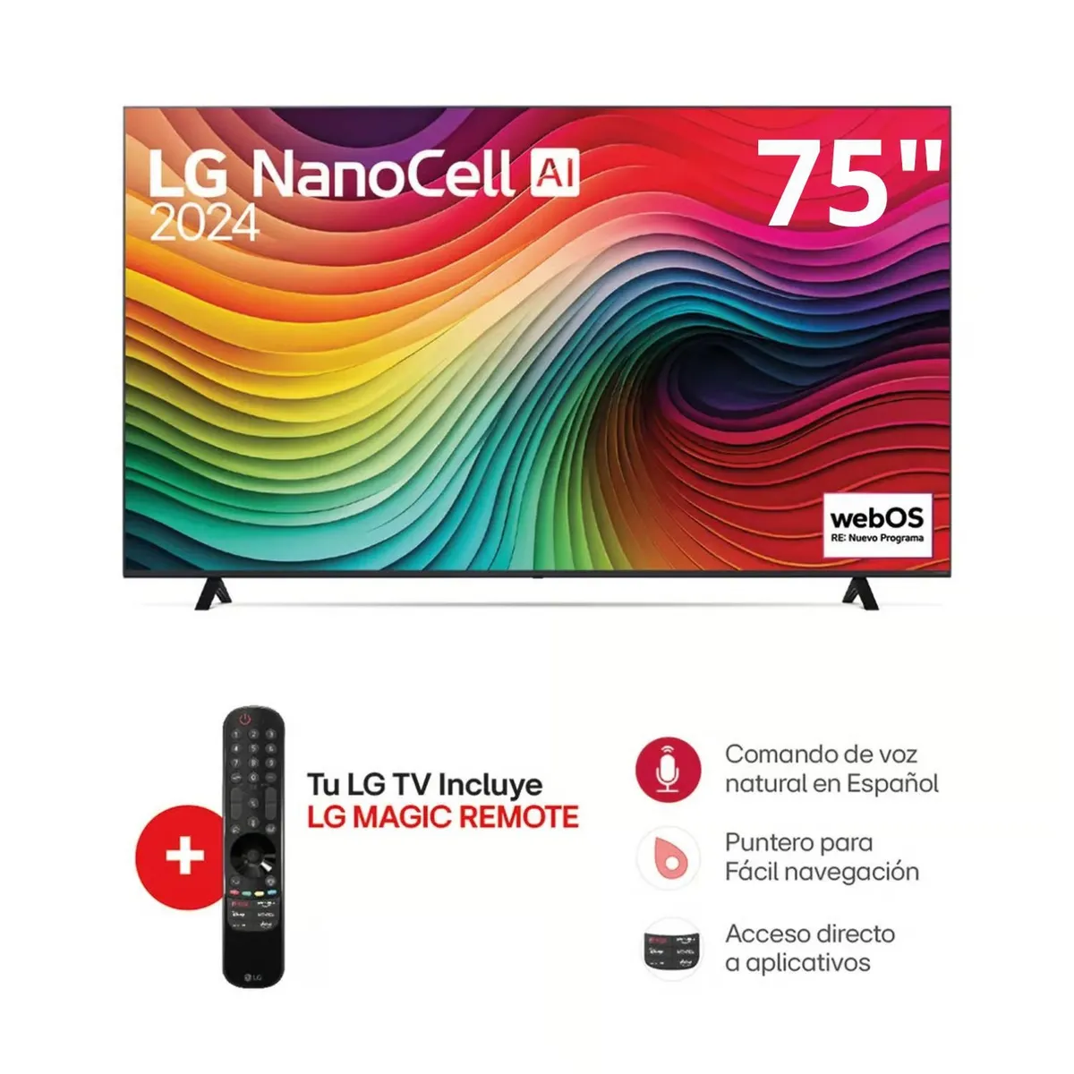 LG - Televisor LG NanoCell 4K ThinQ AI Smart 75 75NANO80TSA 2024