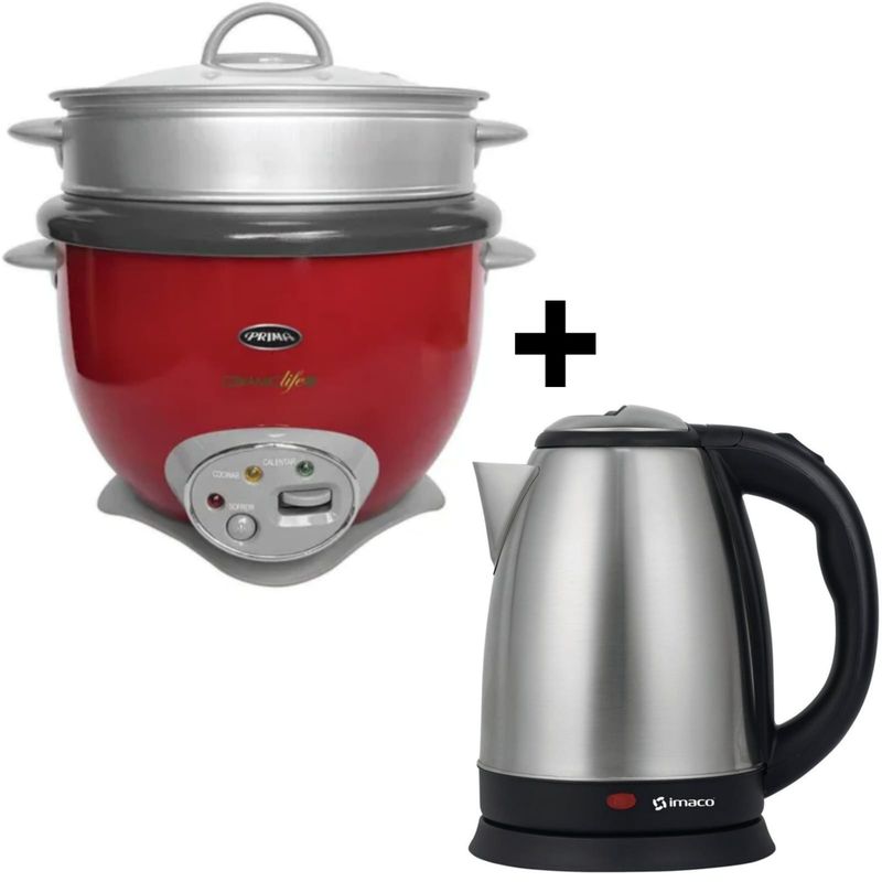 PRIMA - Olla Arrocera PRIMA con Sofrito y Vaporera de 18L+Hervidor 18L IMACO