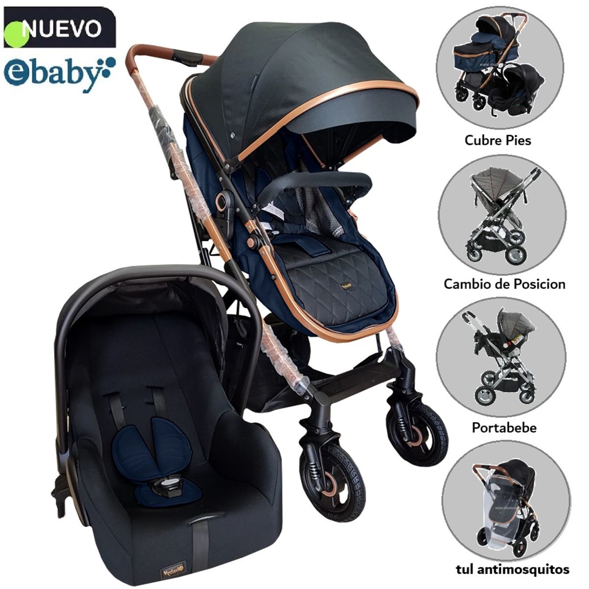 EBABY - Coche Moises Ronda Plus 132-1 Azul