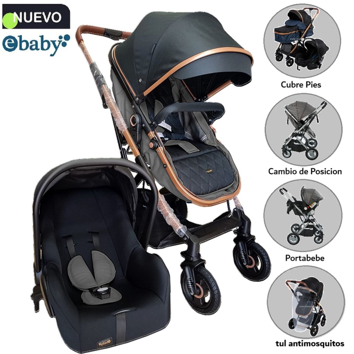 EBABY - Coche Moises Ronda Plus 132-1 Gris