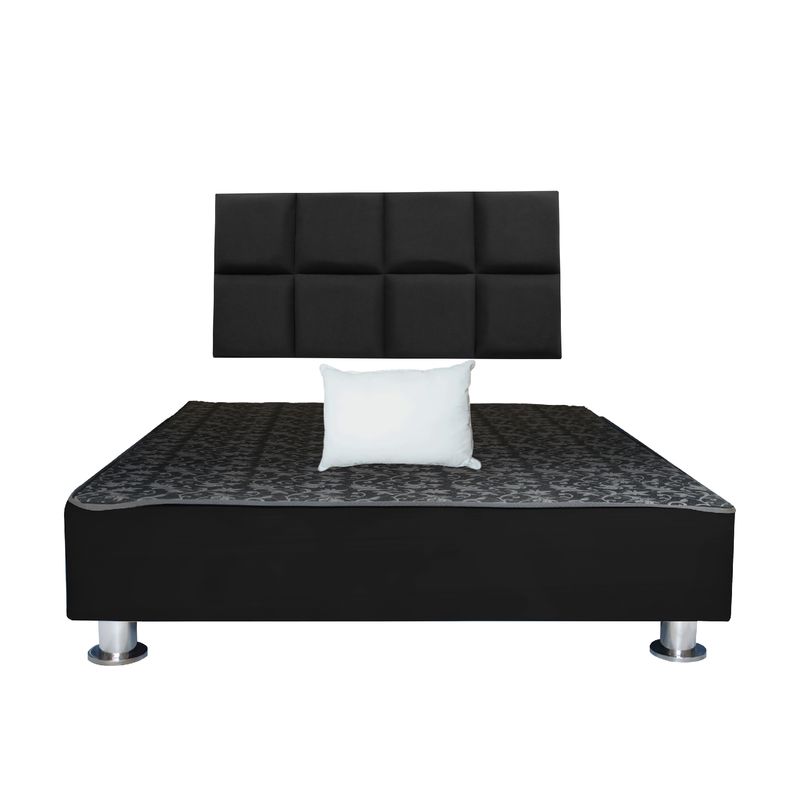 MUEBLES MACRUMO - Cama tapizada Serena + almohada - King 2 tarimas - Color negro