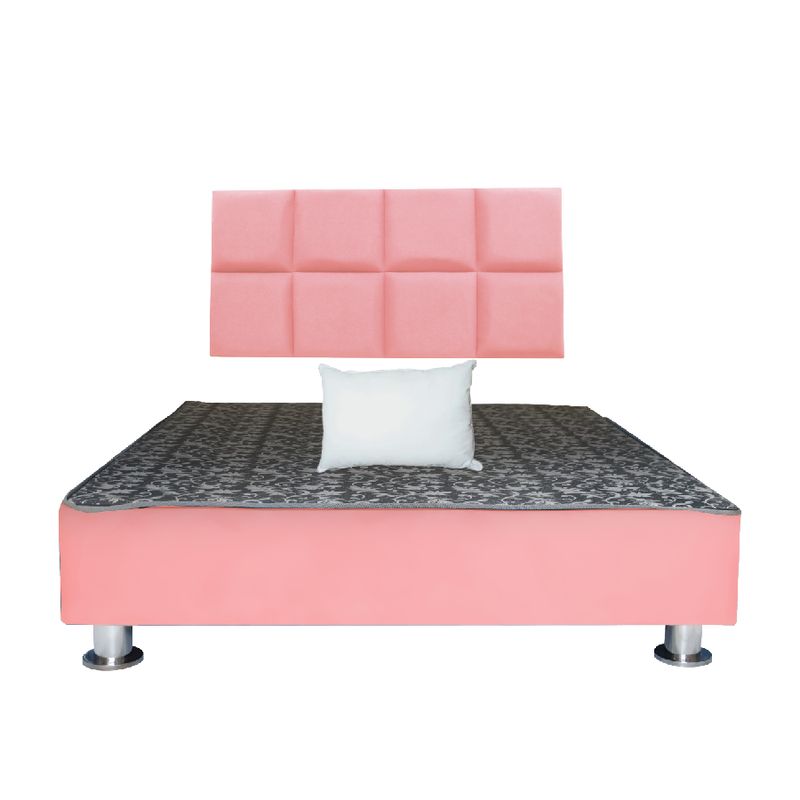 MUEBLES MACRUMO - Cama tapizada Serena + almohada - King 2 tarimas - Color Rosado