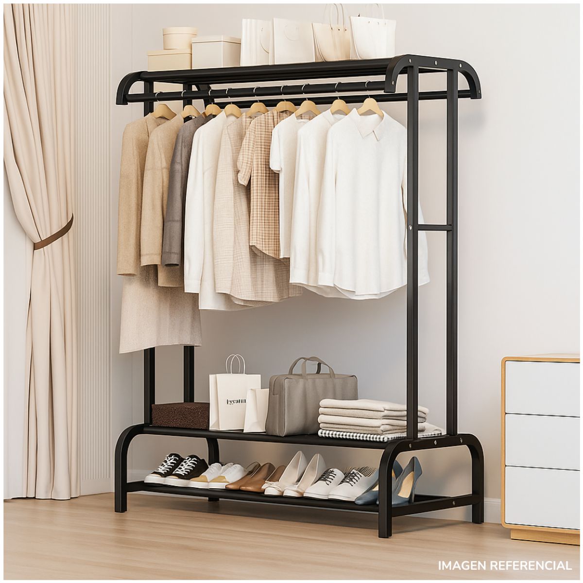 INSPIRA - Estante Organizador Ropa Perchero Negro