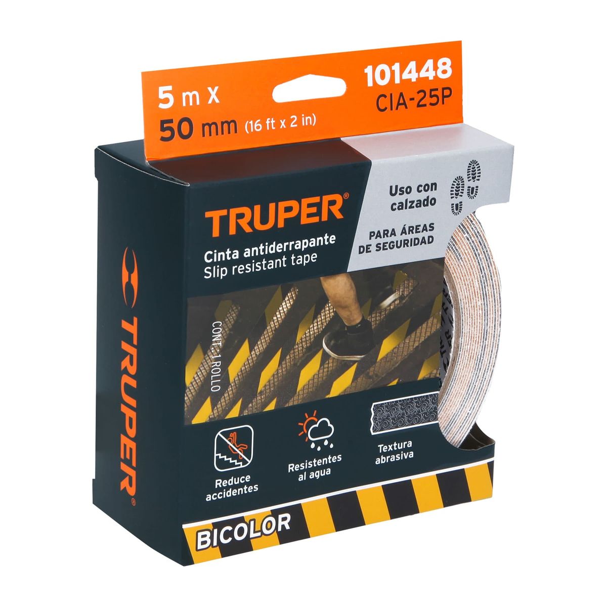 TRUPER - Cinta antiderrapante amarillo y Negro 50mmx5m Truper 101448