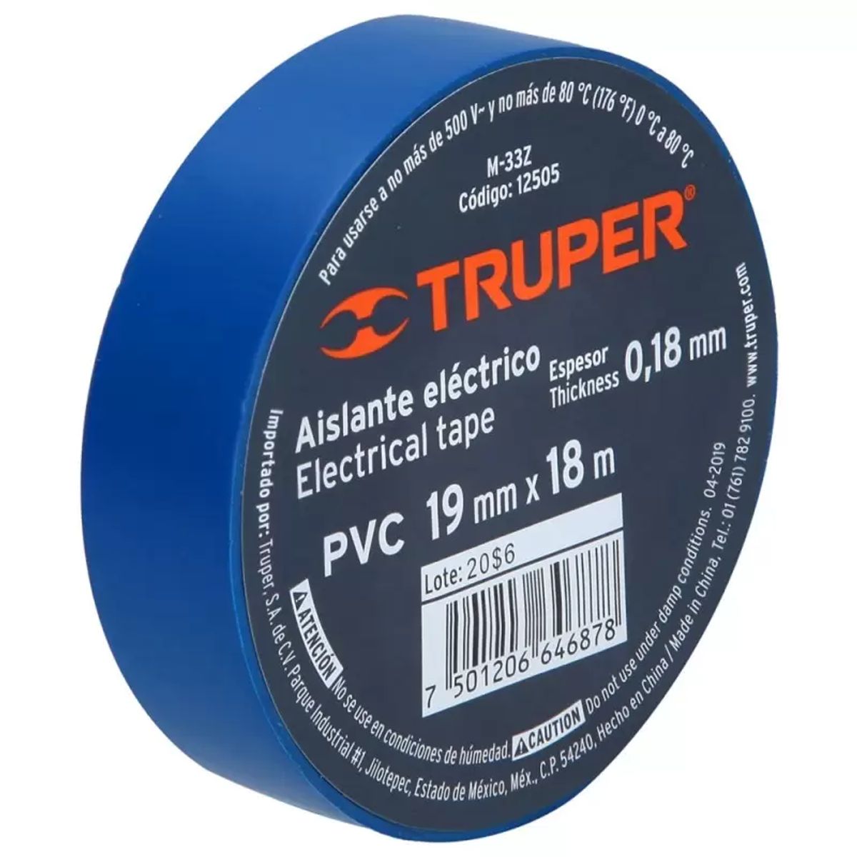 TRUPER - Cinta Aislante Truper 18m X 19mm Azul - 12505