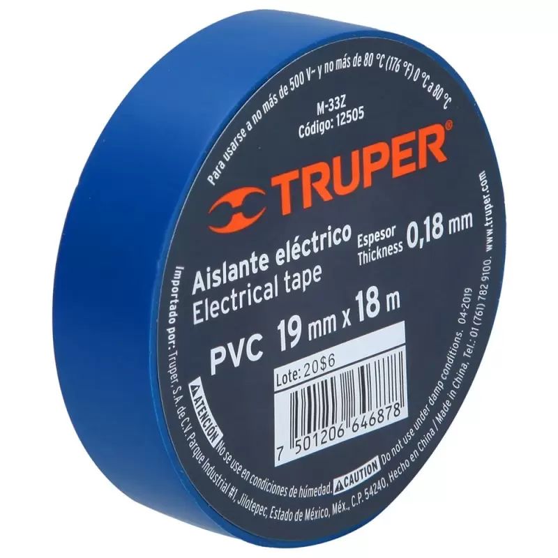 TRUPER - Cinta Aislante Truper 18m X 19mm Azul - 12505