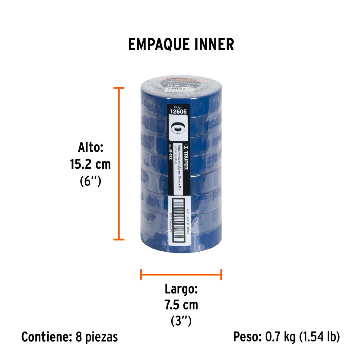 TRUPER - Cinta Aislante Truper 18m X 19mm Azul - 12505