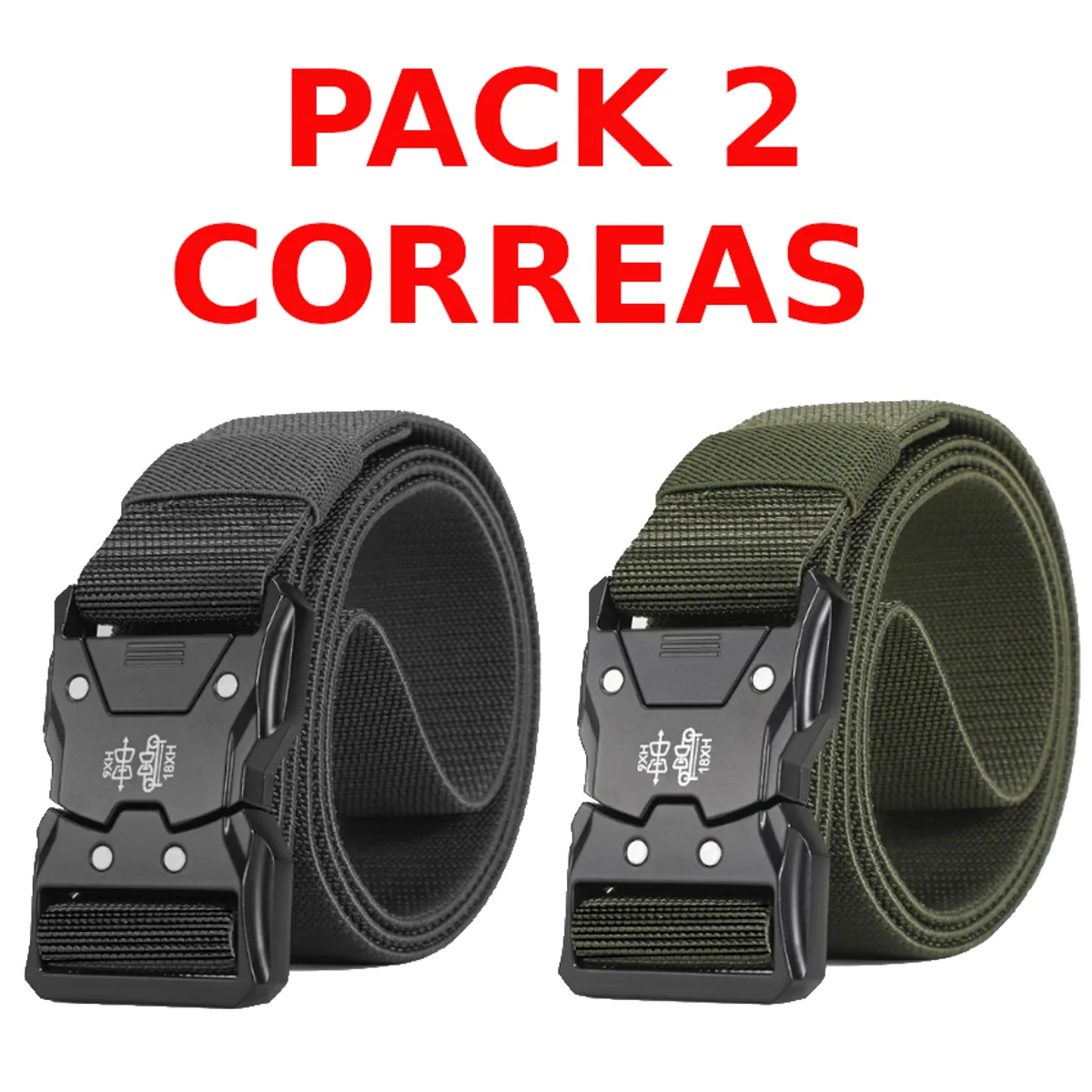 GENERICO - PACK 2 Correa Tactica Ajustable Hombre Liviana Liberacion Rapida