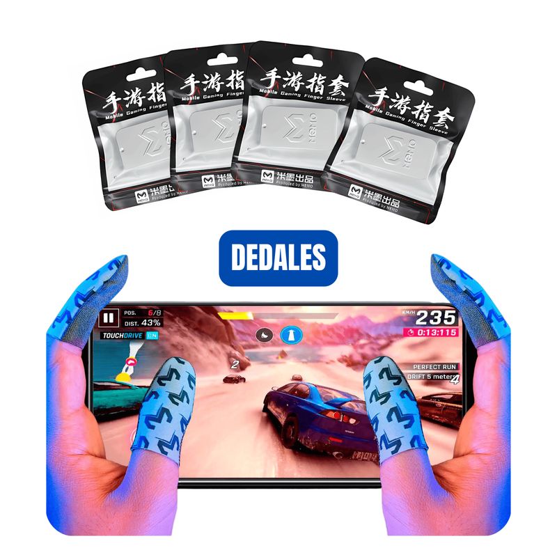 MEMO - Dedales Gamer Profesionales Fibra Plata 4 Pares FS02 MEMO