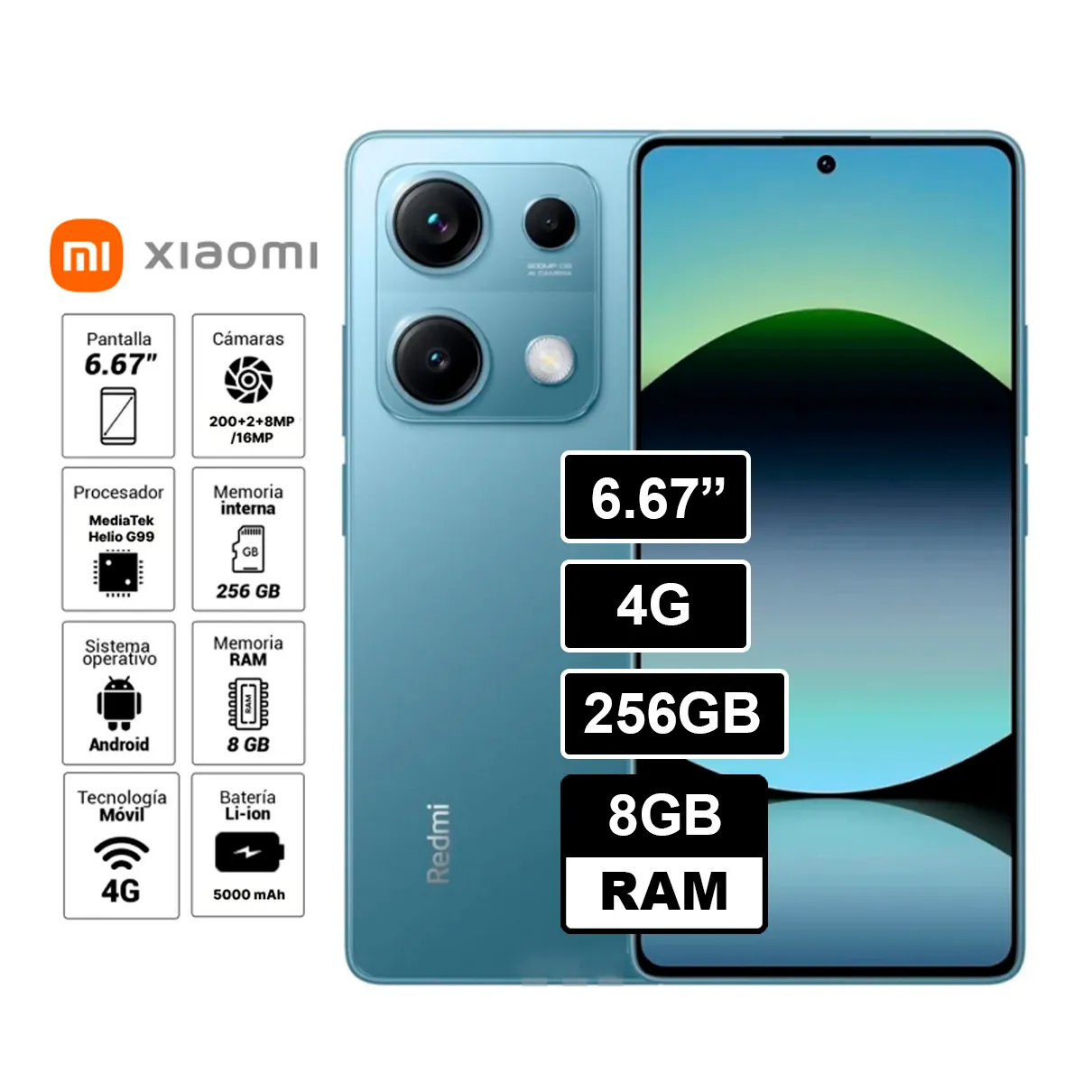 XIAOMI - Celular Redmi Note 14s 6,67 256GB 8GB RAM Cámara 200mpx - AZUL