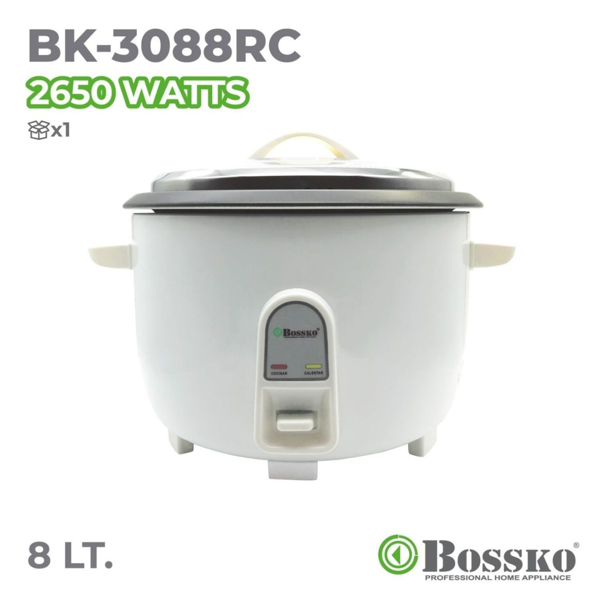 BOSKKO - Olla arrocera multiusos 8 Litros Bossko BK-3088RC -Blanco