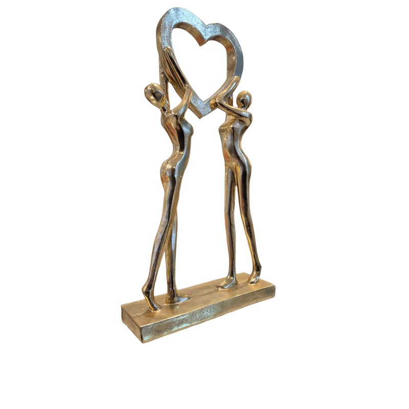 GENERICO - Escultura de Pareja con Corazón Dorado
