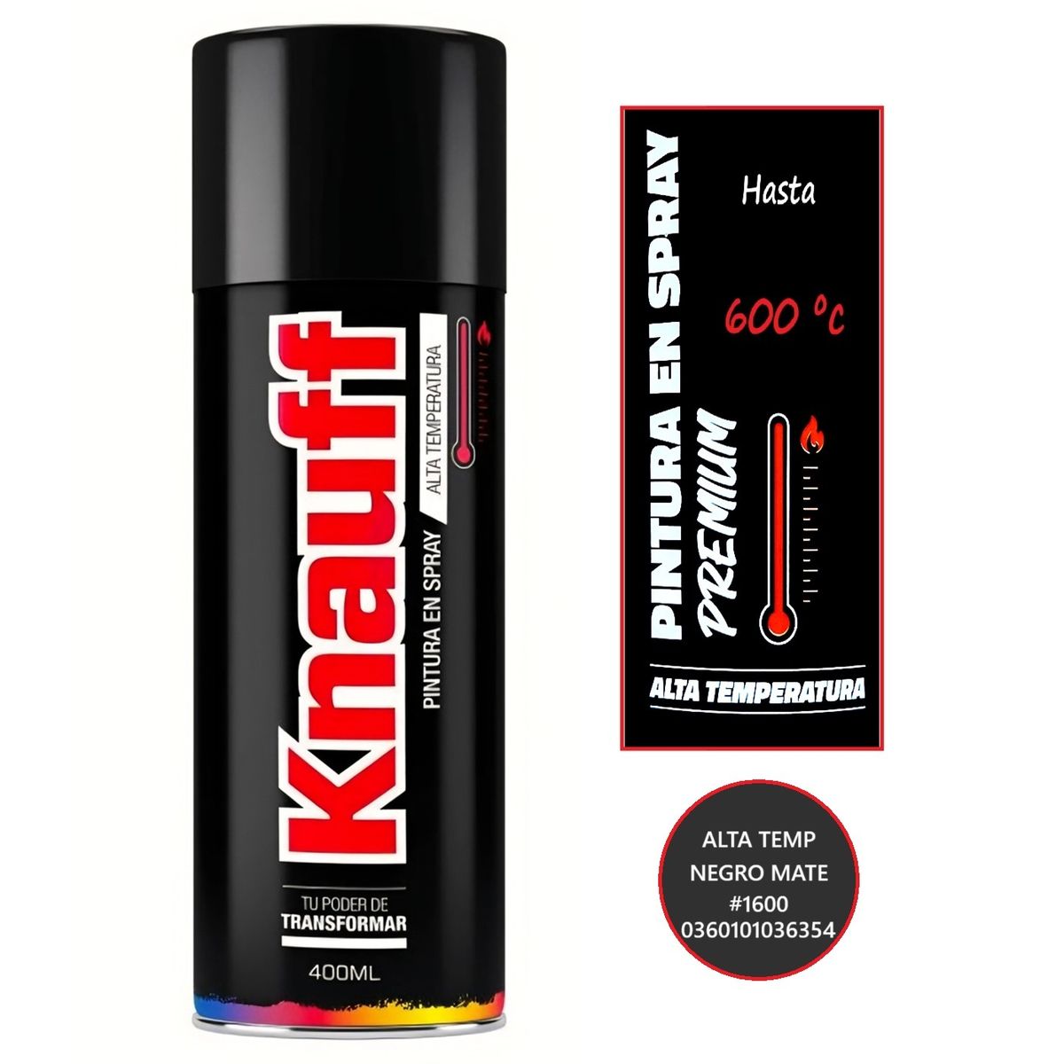 KNAUF - Pintura Spray Alta Temperatura Negro Mate 400ML KNAUFF