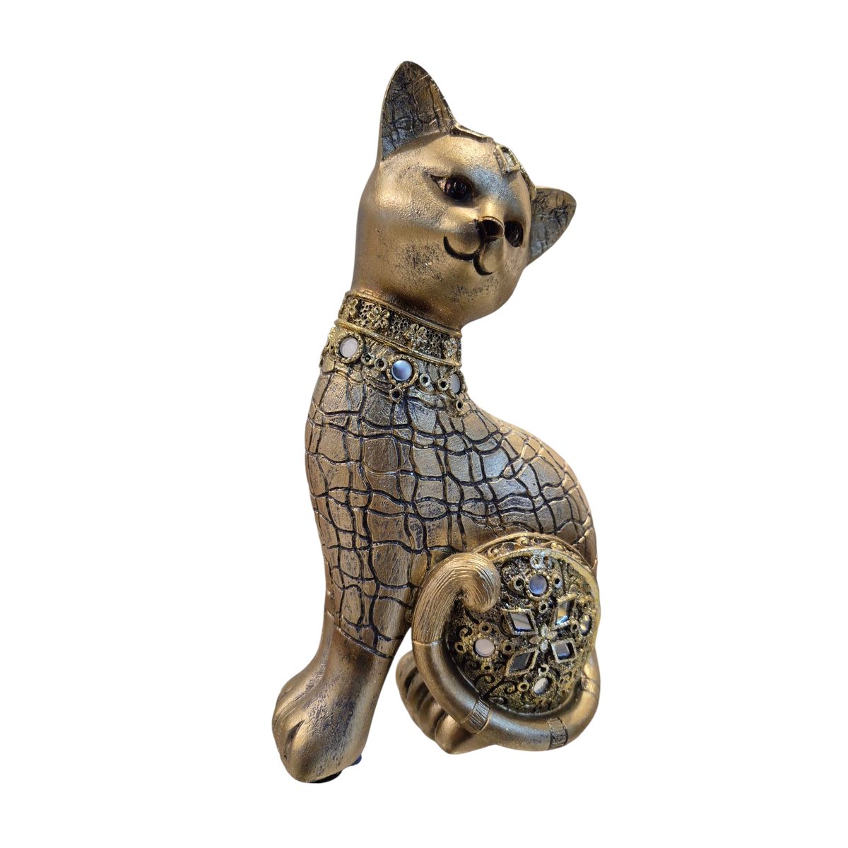 GENERICO - Adorno Decorativo Gato Dorado con Relieves y Detalles Ornamentales - Adorno Elegante para Sala Regalo Ideal