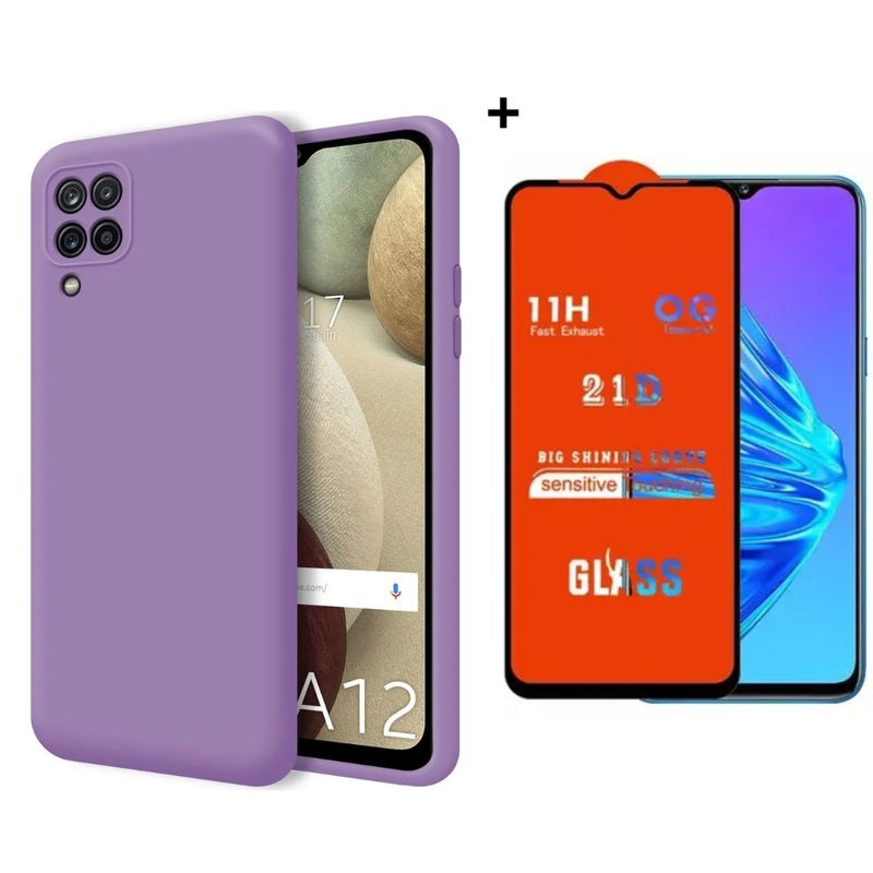 GENERICO - SILICONA PARA SAMSUNG A12 COLOR LILA + MICA