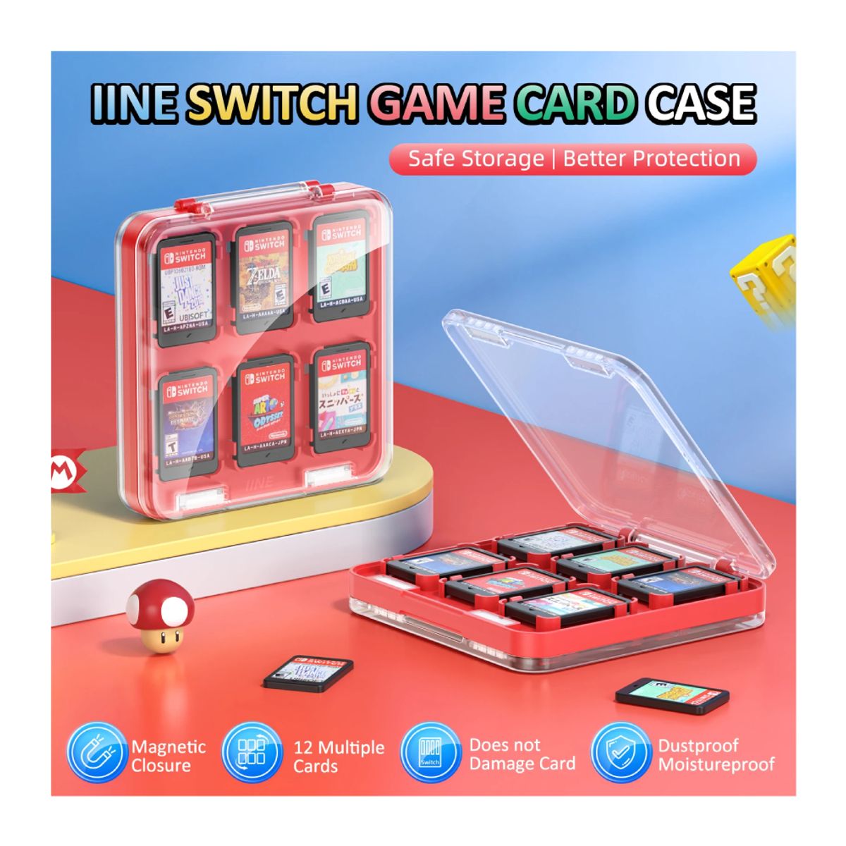 GENERICO - Estuche Case Magnetico Portajuegos Para Nintendo Switch 1 2