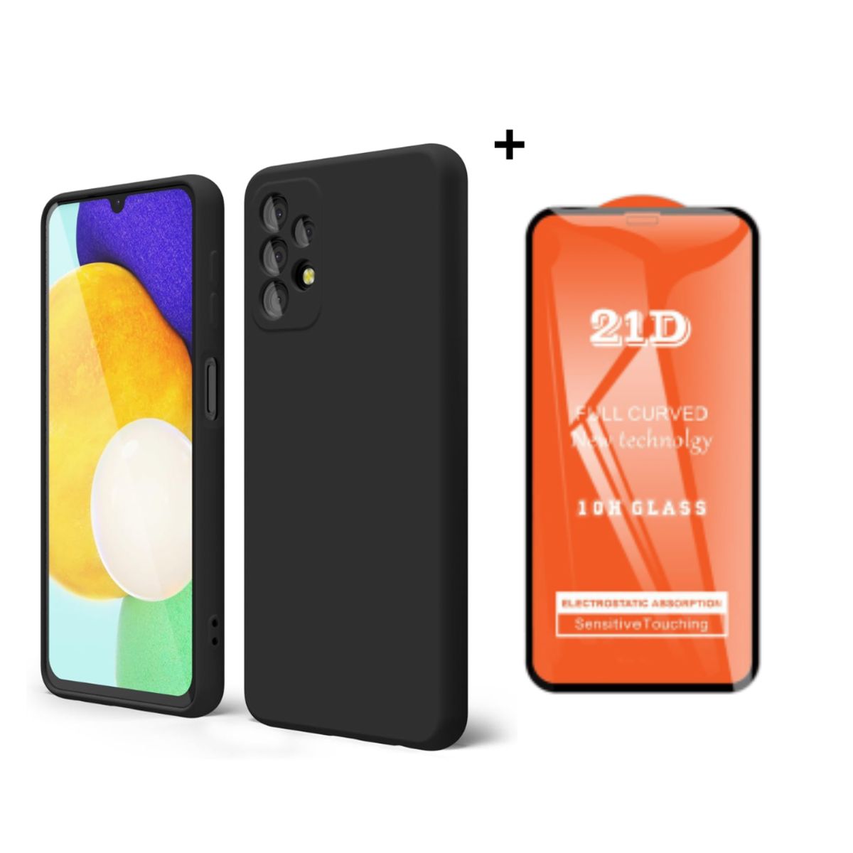 GENERICO - SILICONA PARA SAMSUNG A32 COLO NEGRO  + MICA VIDRIO