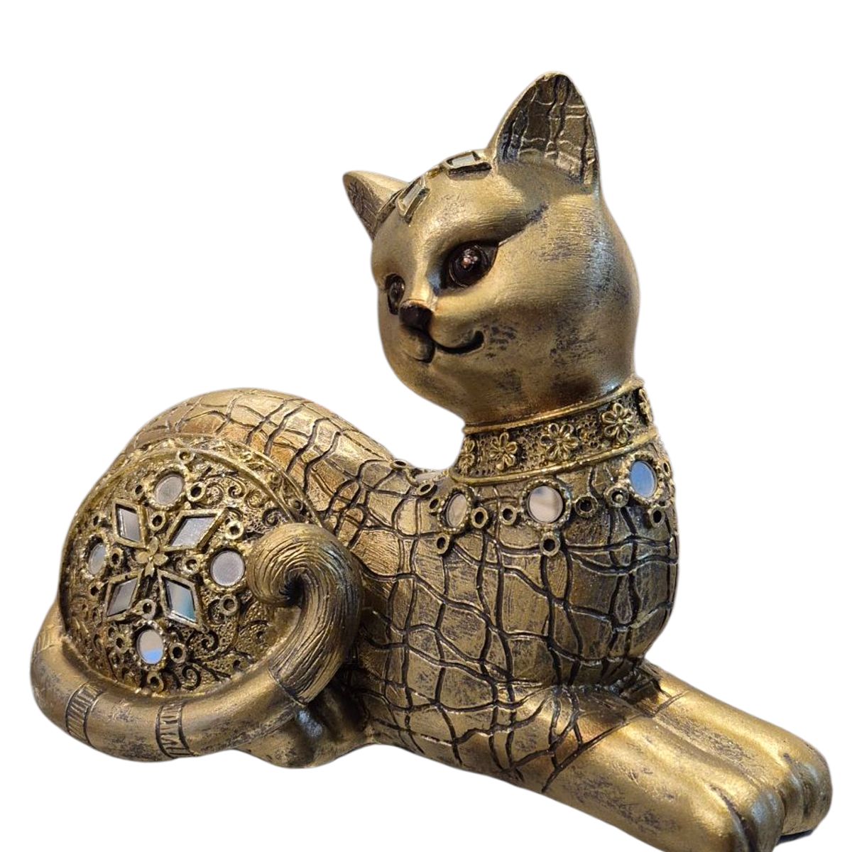 GENERICO - Adorno Decorativo Gato Dorado con Detalles Ornamentales - Adorno Elegante para Sala Regalo Ideal