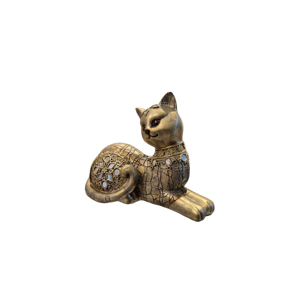 GENERICO - Adorno Decorativo Gato Dorado con Detalles Ornamentales - Adorno Elegante para Sala Regalo Ideal